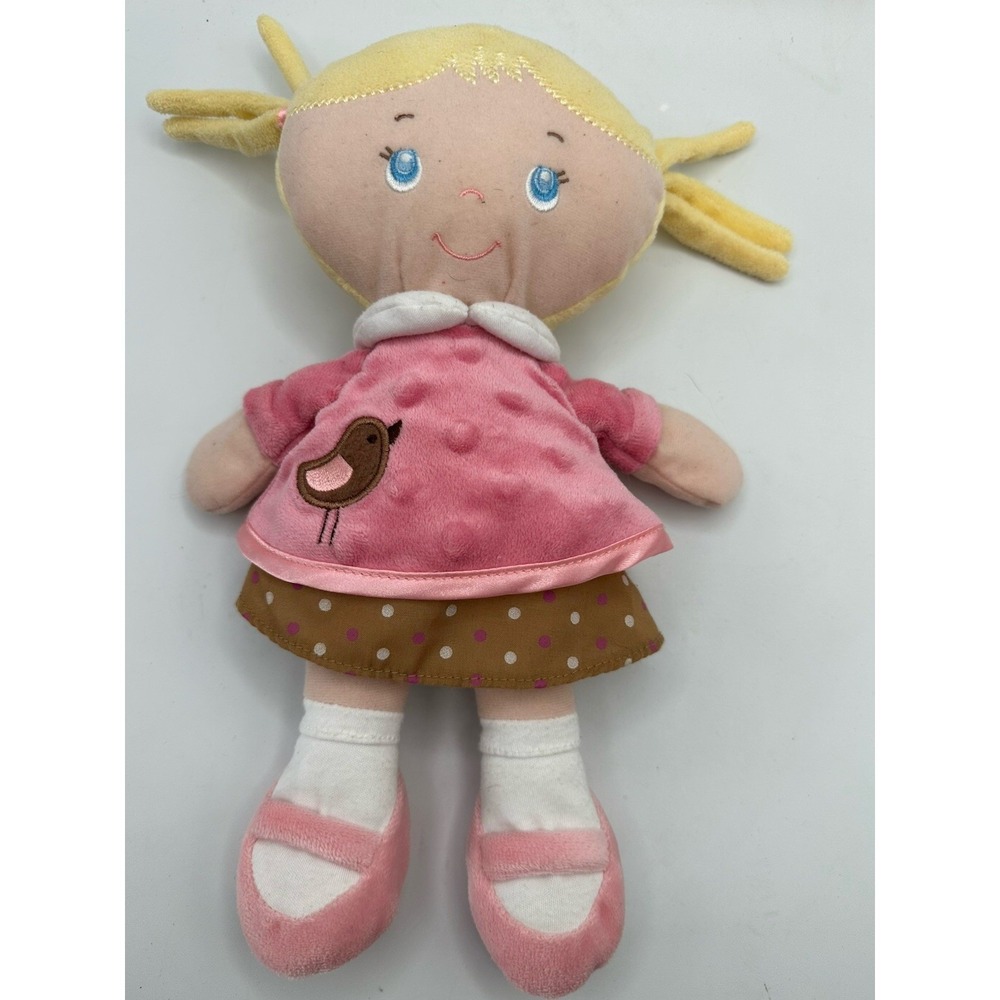 Kids Preferred Plush Stuffed Soft Baby Doll 10" Blonde Hair Blue Eyes Pink Dress
